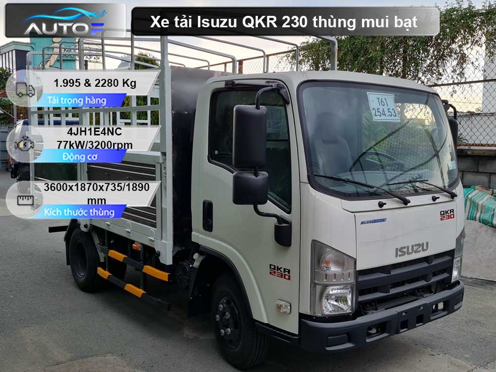 Xe tải Isuzu QKR 230 thùng bạt tiêu chuẩn (1.9t - 2.3t) dài 3.6 mét